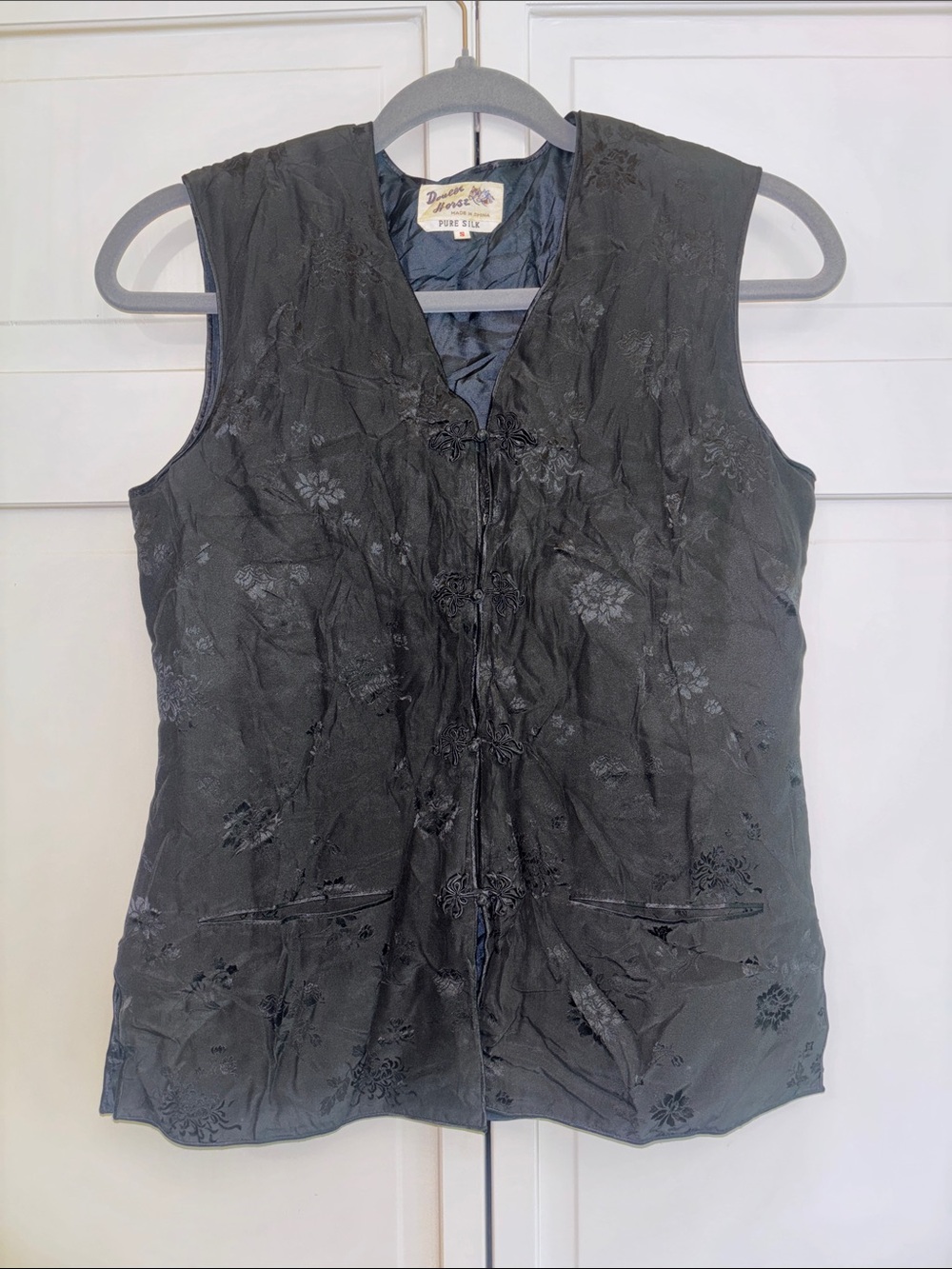 Frog Closure Silk Vintage Vest by Double Horse